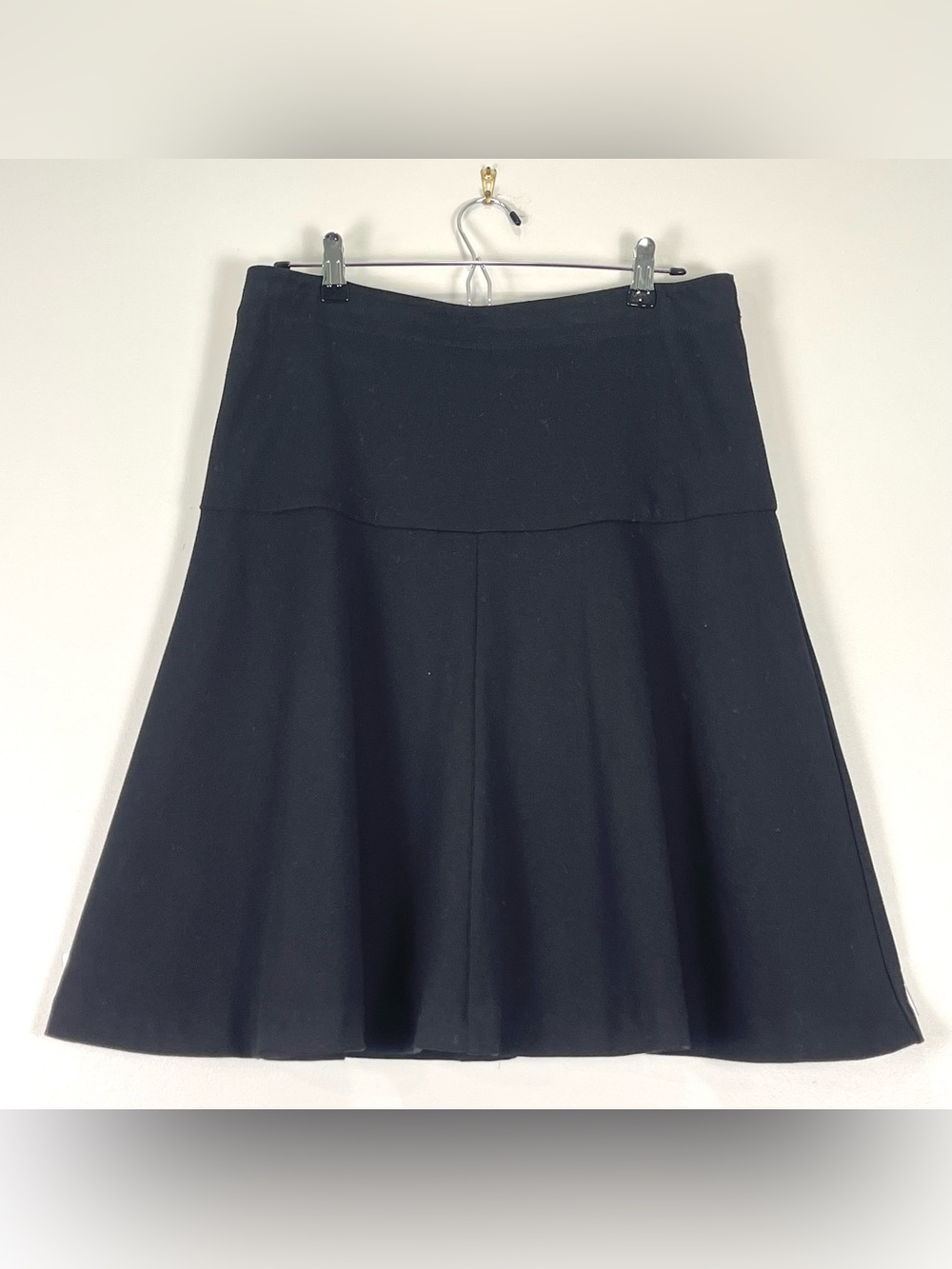 EILEEN FISHER Black Fit & Flare Skirt Stretch Silk Blend Yoke Lining Size Small